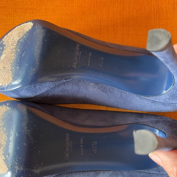 YVES SAINT LAURENT Swede BLUE HEELS💝HP - Picture 12 of 14